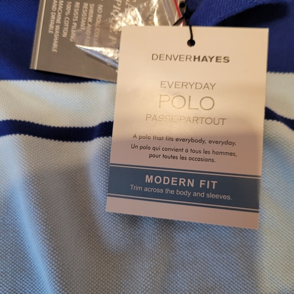 ๐ NWTs Men's Blue DenverHayes Everyday Polo Modern Fit Size Medium - Picture 4 of 4